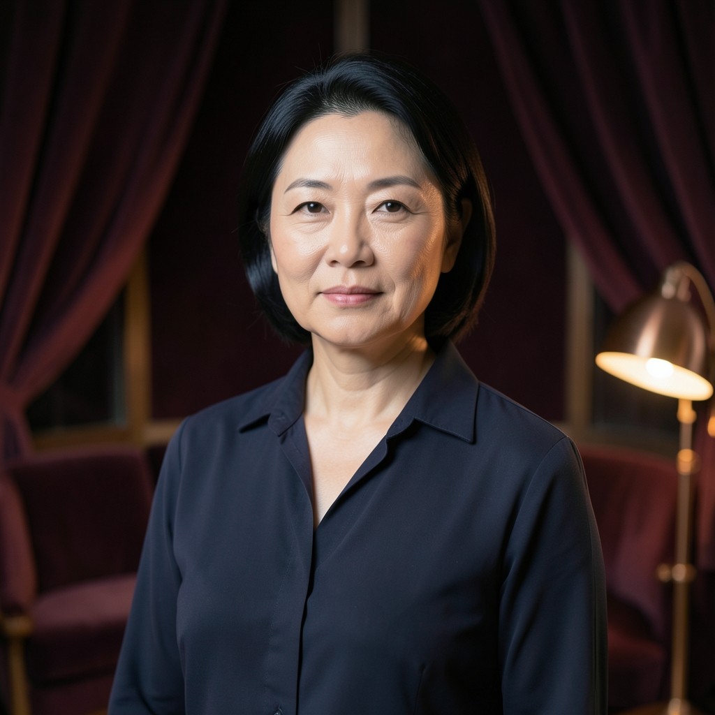 Portrait of Elena Kwok in the velvet-lit studio